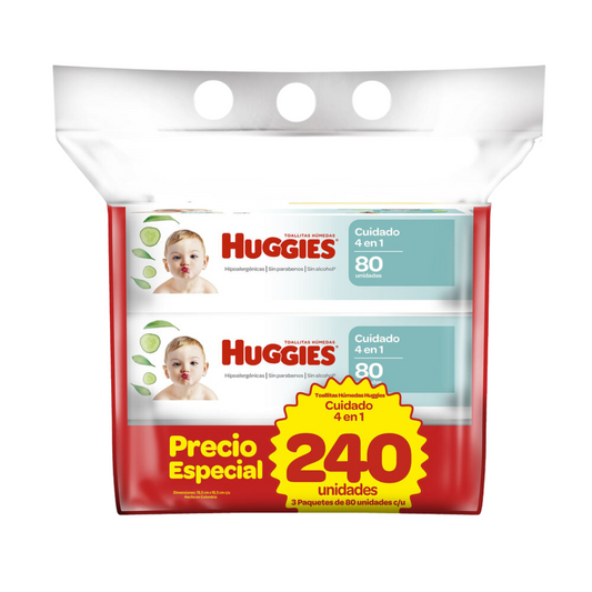 PAÑITOS HUGGIES CUIDADO 4 EN 1